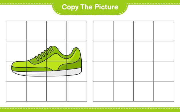 사진 복사 격자선을 사용하여 운동화 사진 복사 교육용 어린이 게임