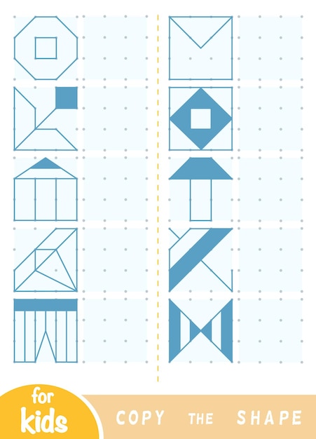 아이들을위한 그림 교육 게임 복사 기하학적 및 자연 장식 그리기