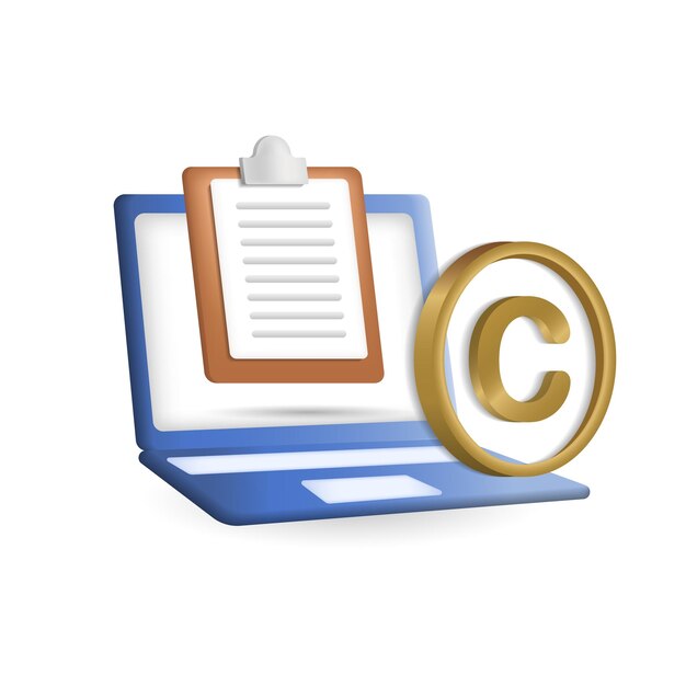 Copyright icon 3d illustration from content marketing collection Creative Copyright 3d icon for web design templates infographics and more