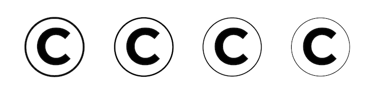 Vector copyright icon linear logo isolated