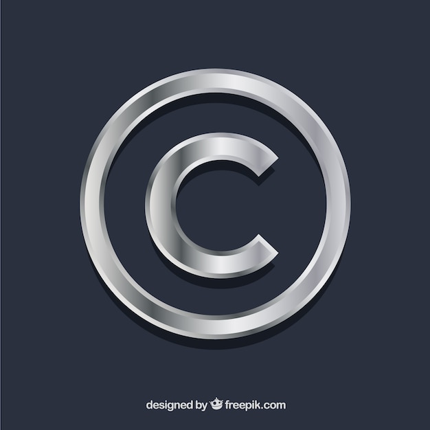 Copyright symbol in silver color