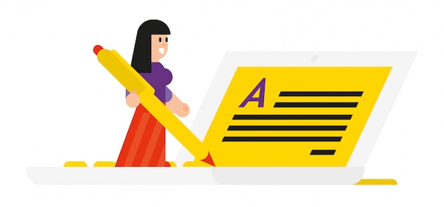 Copywriter painted in cartoon style. Vector.