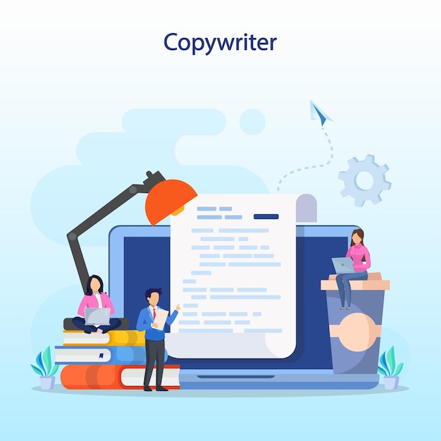 copywriter web banner or landing page set idea of writing texts flat vector