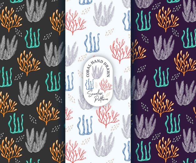 Coral beautiful hand drawn style seamless pattern