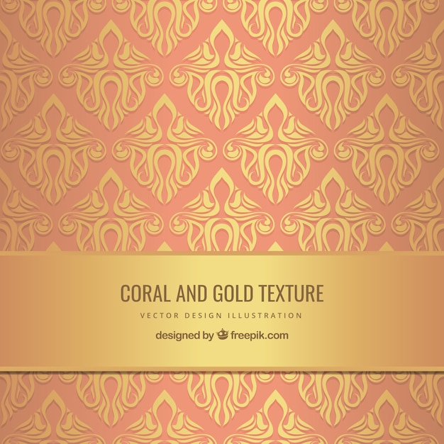 Coral and gold texture in ornamental style