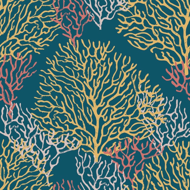 Coral marine seamless color pattern Vector illustration