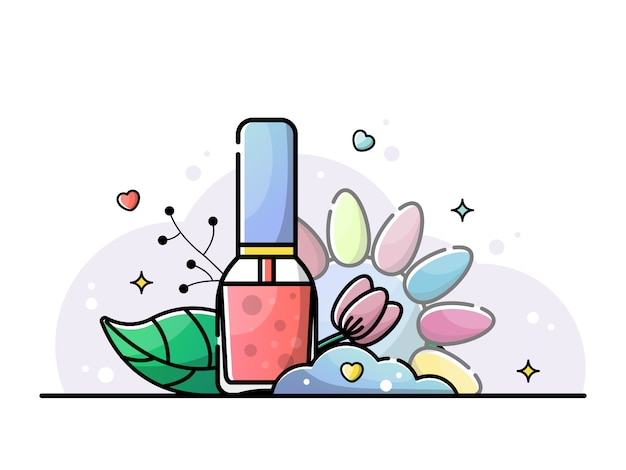 Coral nail polish. nail salon illustration