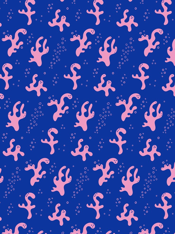 Vector coral pattern in blue and pink