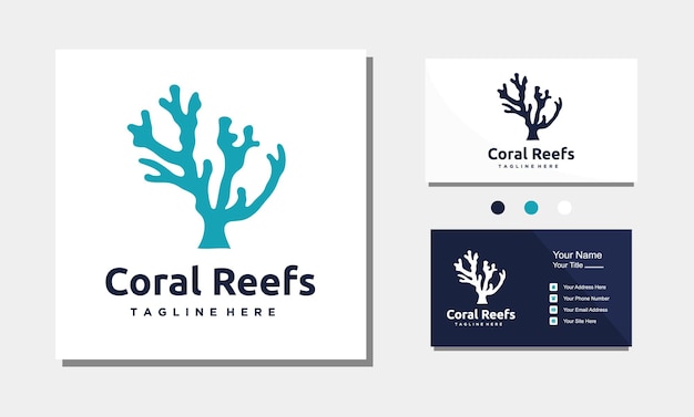 Coral reef blue logo design icon vector