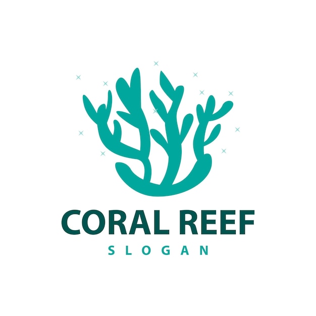 Вектор Коралловый риф логотип вектор силуэт морская рыба среда обитания проста красивые морские растения
