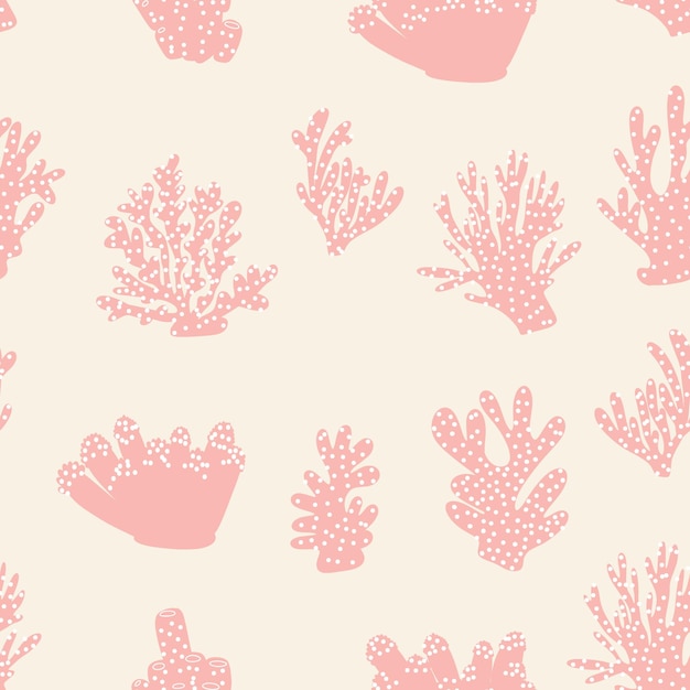 Coral underwater element vector seamless pattern in scandinavian style sea ocean