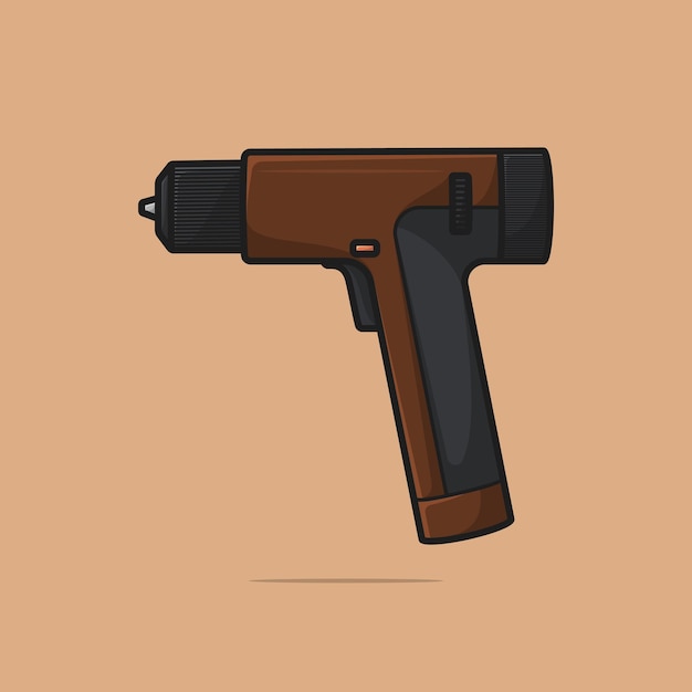 Vector cordless screwdriver with a drill isolated on brown background