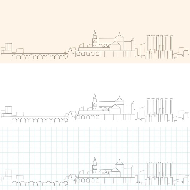 Vector cordoba hand drawn profile skyline