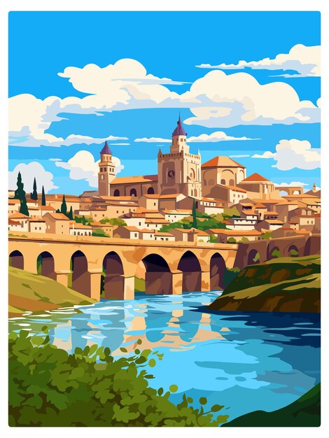 Cordoba Spanje Vintage reisposter Souvenir postkaart Portret schilderij WPA illustratie