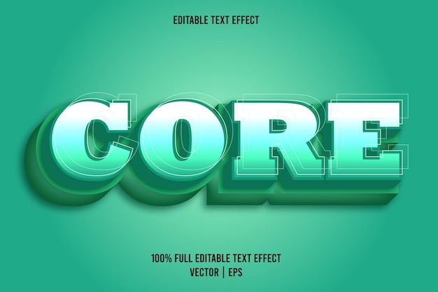 핵심 3차원 편집 가능한 텍스트 효과 청록색