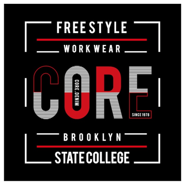 Core denim graphic typography design for print t shirt