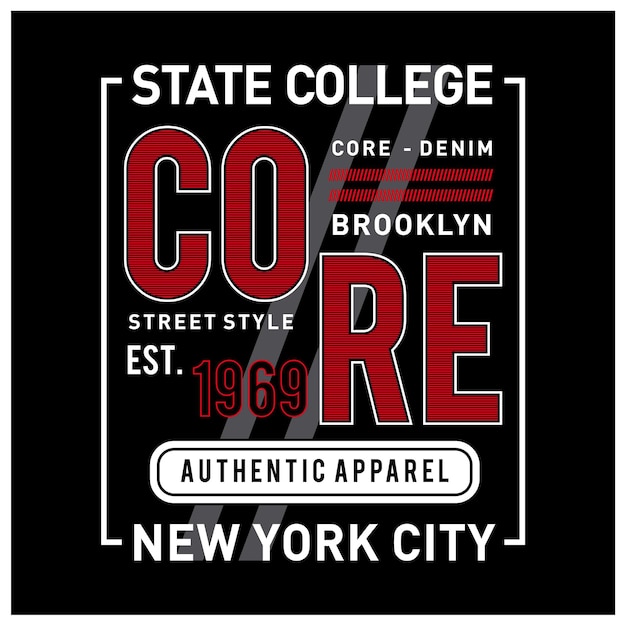 Core denim typography for t shirt and apparel