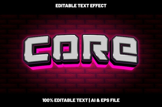 Core editable text effect modern neon style