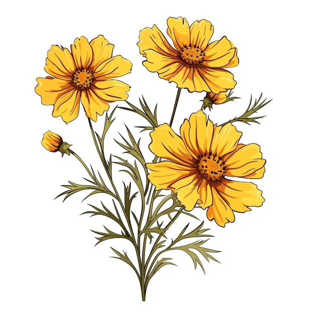 Vector coreopsis bloem vector clipart witte achtergrond