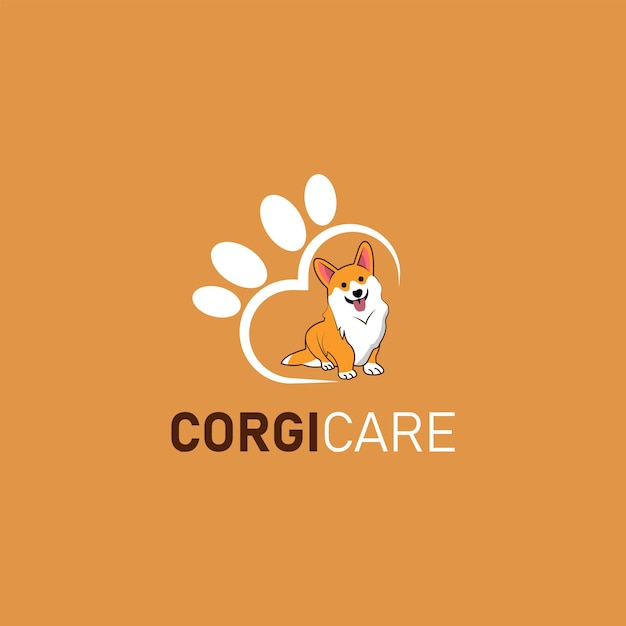 Вектор Логотип corgi dog care amp для домашних животных