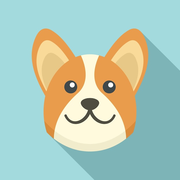 Corgi 개 아이콘 웹 디자인을 위한 Corgi 개 벡터 아이콘의 평면 그림