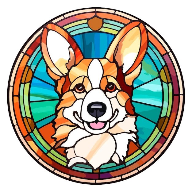 Vector corgi dog portret stained glass effect vector kunst illustratie