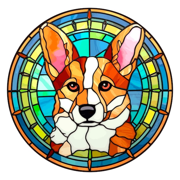 Vector corgi dog portret stained glass effect vector kunst illustratie