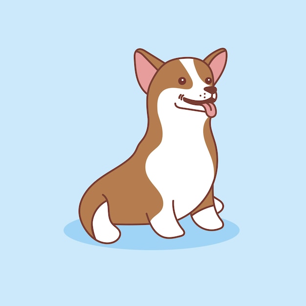 Corgi is sitting with his tongue hanging out, side view. vector illustration of a pet