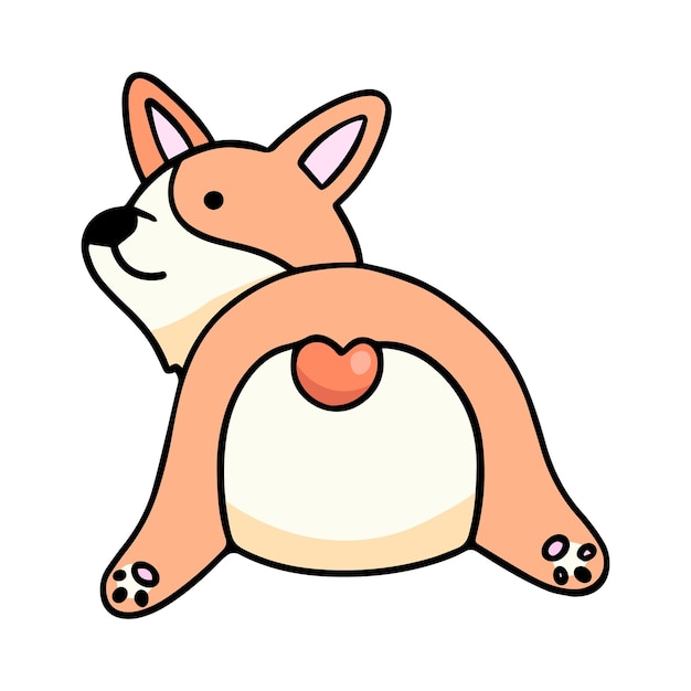 Corgi puppy vector ontwerpelement in doodle stijl handgetekende geïsoleerd op een witte achtergrond