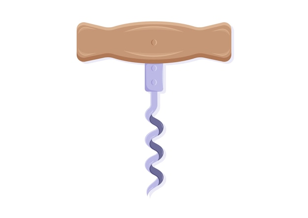 在白色背景上隔離的 Corkscrew Clipart 矢量平面設計
