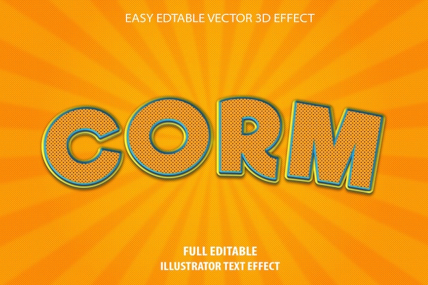 Corm tekst effect ontwerp volledig bewerkbaar illustrator tekst effect