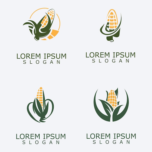 Corn agriculture set logo design farming vector template