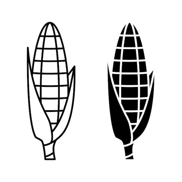 Вектор Иконки кукурузных початков кукуруза в очертаниях и стиле глифа