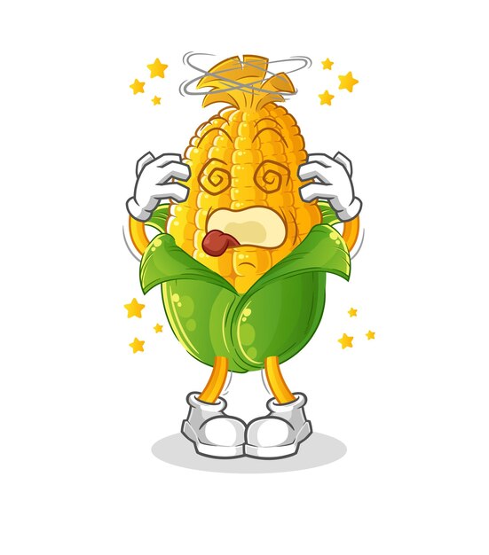 Corn dizzy head mascot cartoon vector