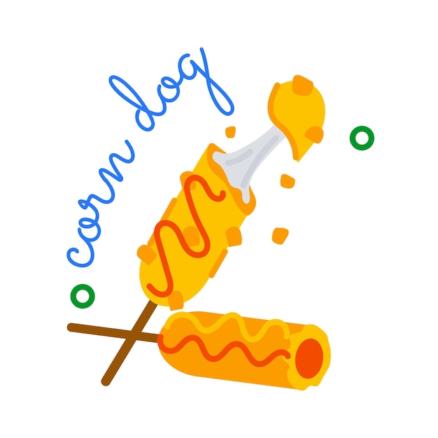 ベクトル corn dog flat sticker is ready for premium use