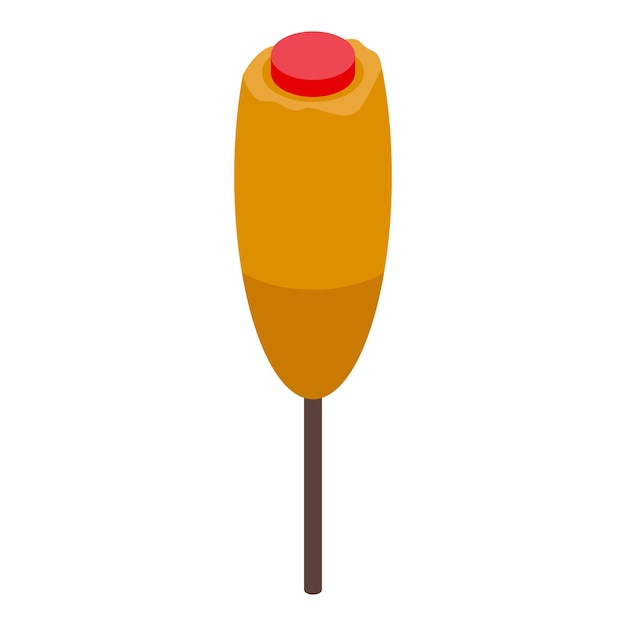 Corn dog food icon isometric vector Hot stick Fried hotdog