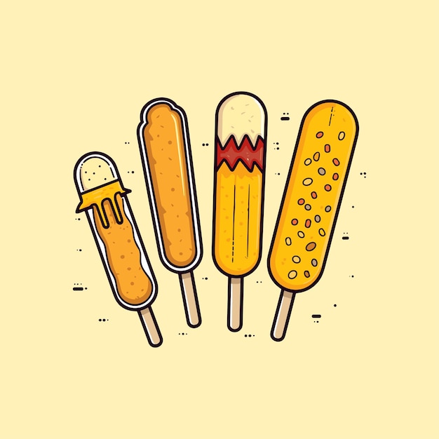 Vector corn dog vector illustration clean line and cool color clip art for menu poster