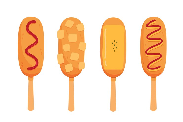 Corn dog vector isolated in white