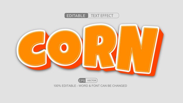 Corn Editable Text Effect Vector 3d style