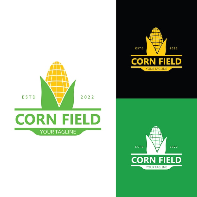 トウモロコシ農場の抽象的なデザインのロゴのテンプレート