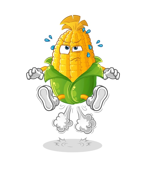 Vector corn fart jumping illustration. character vector