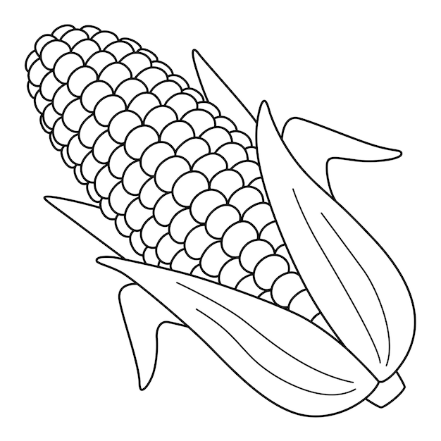 Vector corn fruit isolated coloring page for kids