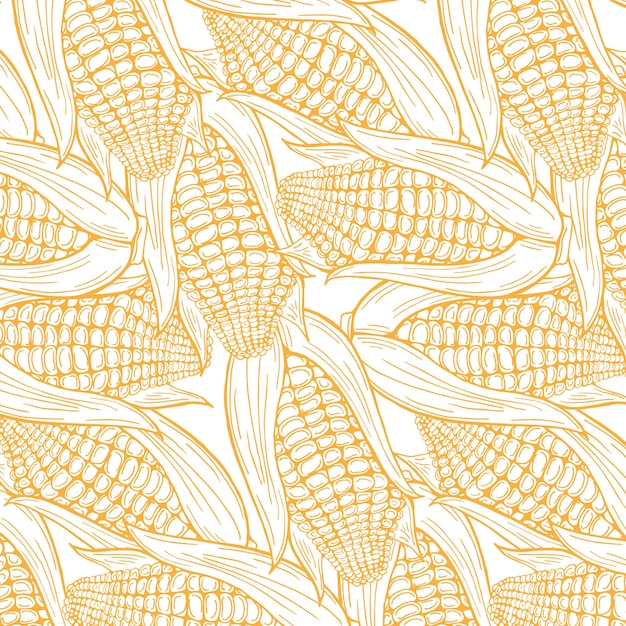 Corn graphic yellow color seamless pattern sketch illustration vector