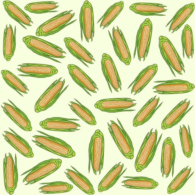 Corn hand drawn vector seamless pattern, corn seamless pattern design