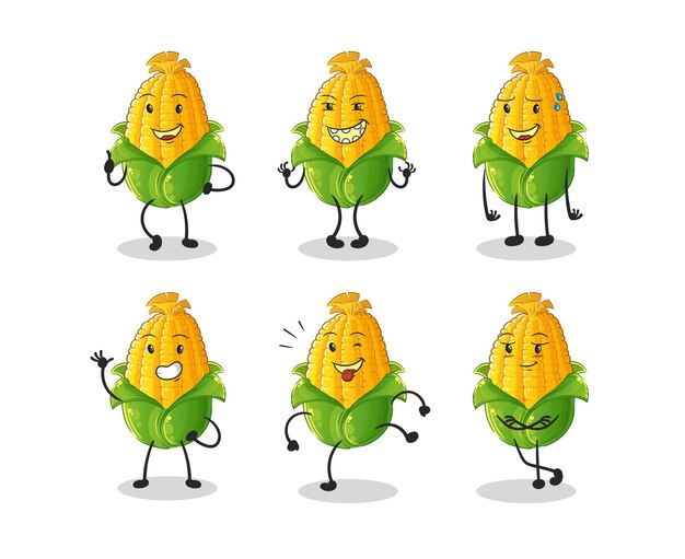 Corn happy set character. cartoon mascot vector