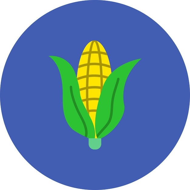 a corn is on a blue circle with a blue background