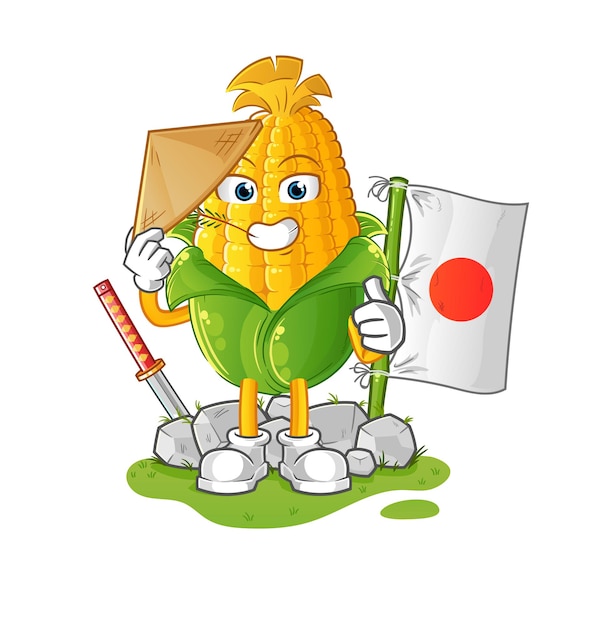 Corn japanese vector. cartoon character