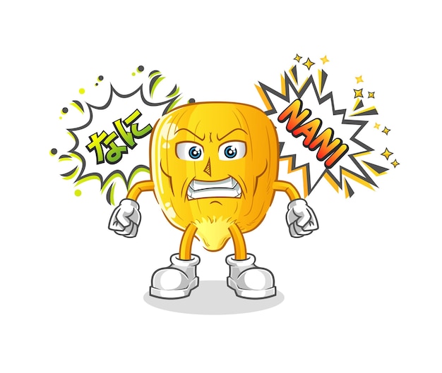 Corn kernel anime angry vector cartoon character