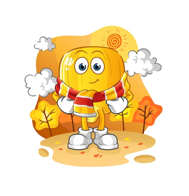 Corn kernel in the autumn. cartoon mascot vector