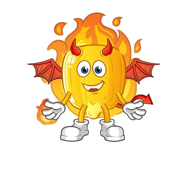 Corn kernel demon with wings character. cartoon mascot vector